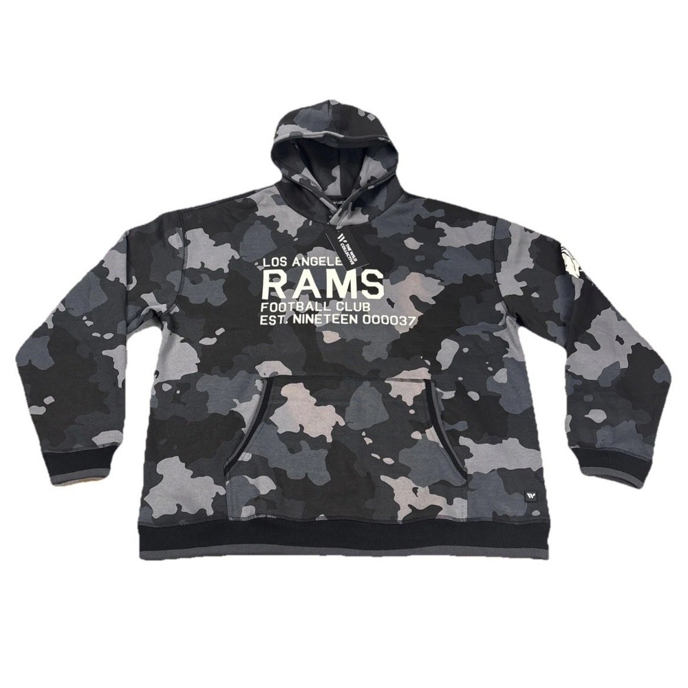 NWT The Wild Collective Men's 2XL Los Angeles‎ Rams Pullover Hoodie Black Camo